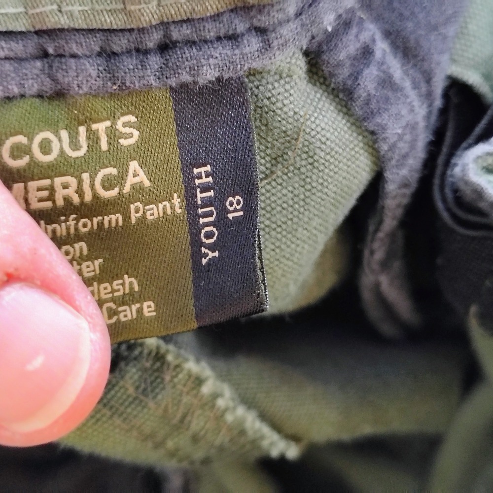 Boy Scouts of America Youth 18 Cargo Shorts Olive Green Canvas Uniform Utility - Picture 9 of 10